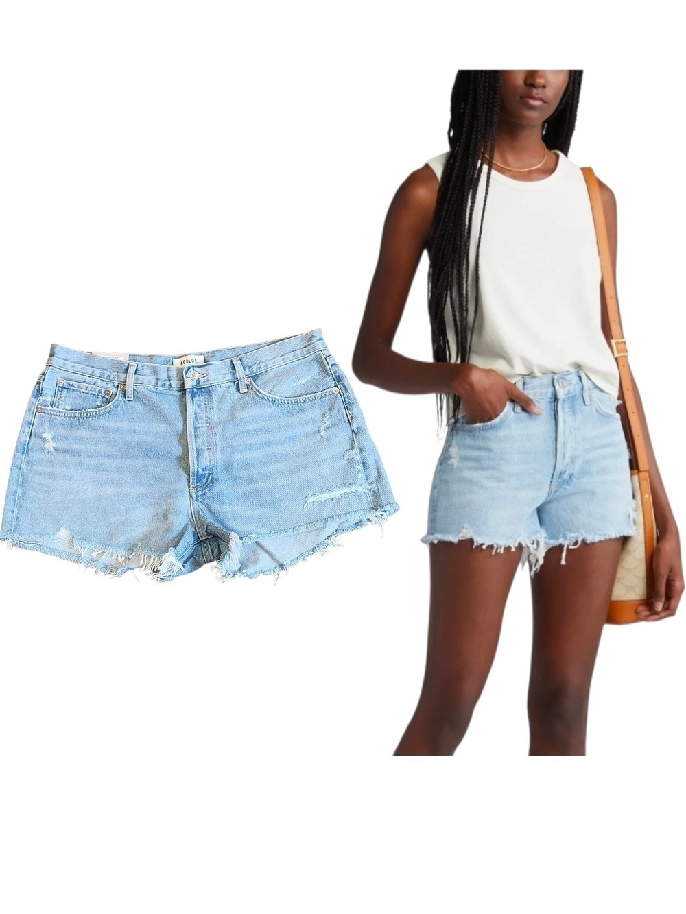 NWT Agolde Parker High Rise Button Fly Swapmeet Wash Cut Off Cotton Women's 32